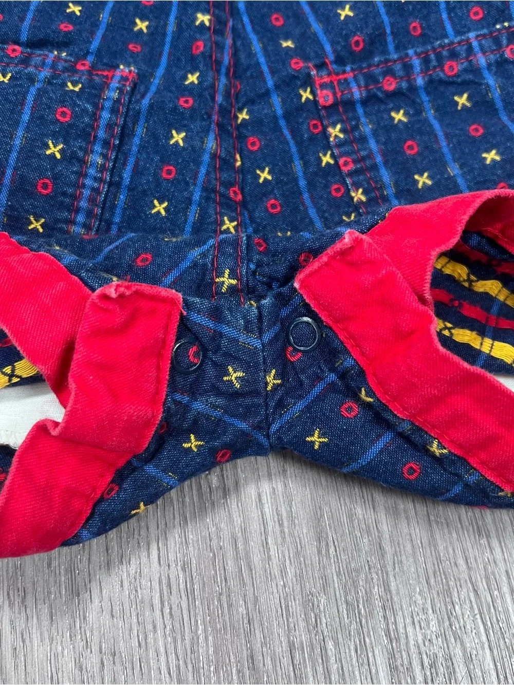 OshKosh B'Gosh Vestbak Bib Romper Overalls Size‎ 12M Blue Vintage 1980s USA XO